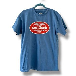 Luke Combs Wings World Tour 2023 Blue T-Shirt Unisex/Men's Size Medium Band Tee